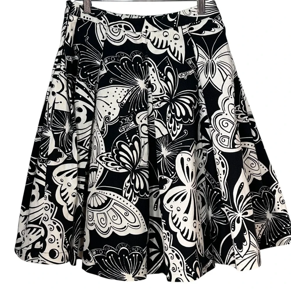 St.‎ John Sport Skater Pleated A Line Skirt AOP Butterfly Print Statement